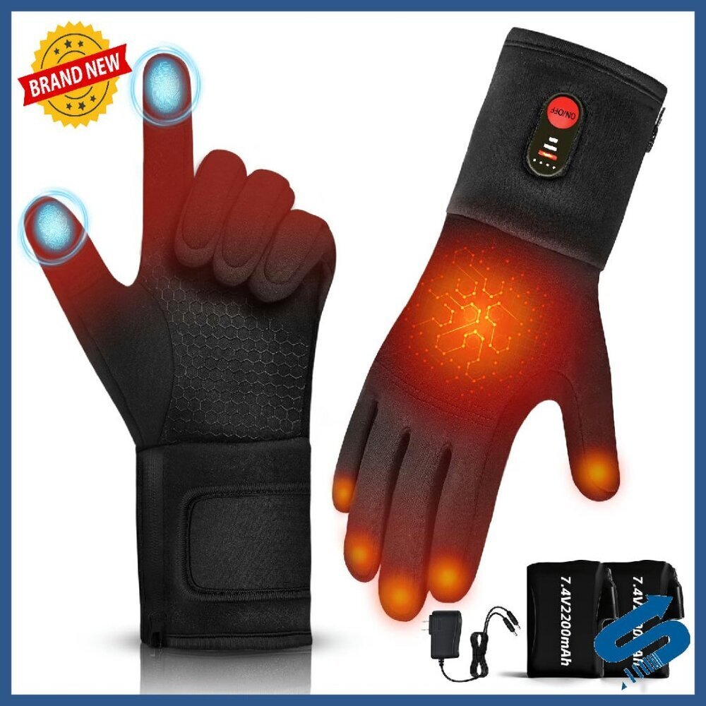 Heated Gloves 2200mAh 3 Heat Levels 6 Hours Thin Electric Warm Winter